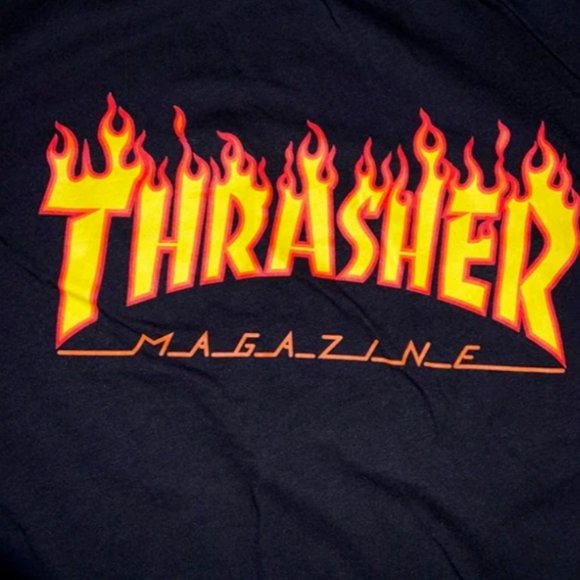 THRASHER Magazine Flame Logo Black Girls BF Tee Medium Sized Tee 100% Cotton - Picture 3 of 3